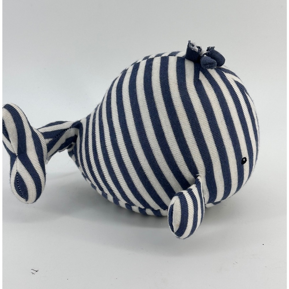 Little Jellycat London Whale Plush Blue White Striped Stuffed Animal BABY RATTLE